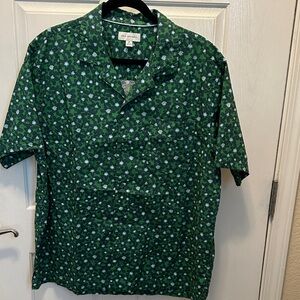 Free Assembly Men's Green Floral Patterned Casual Shirt Size XL
